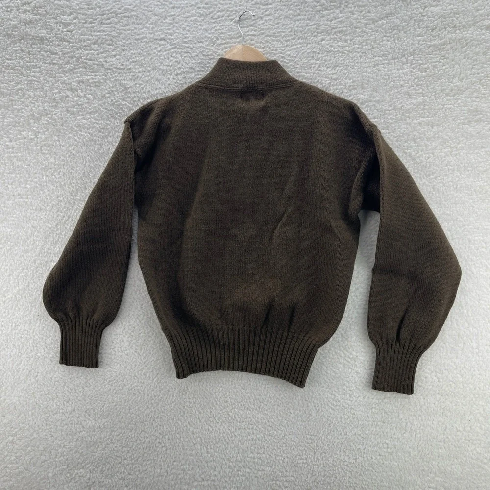 Vintage US Military Sweater Mens Large OD Green Henley Wool 5 Button GI Army